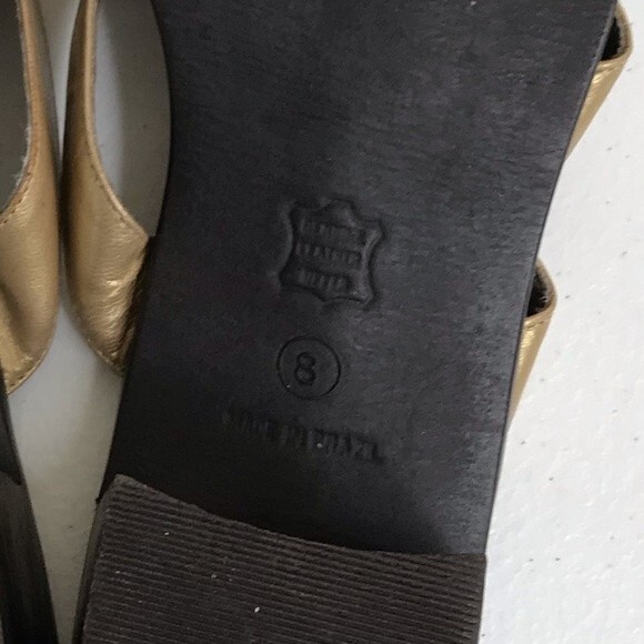 Unisa Gold Three Strap Block Heel Leather Sandal Women Size 8 Made in Brazil - Picture 15 of 16